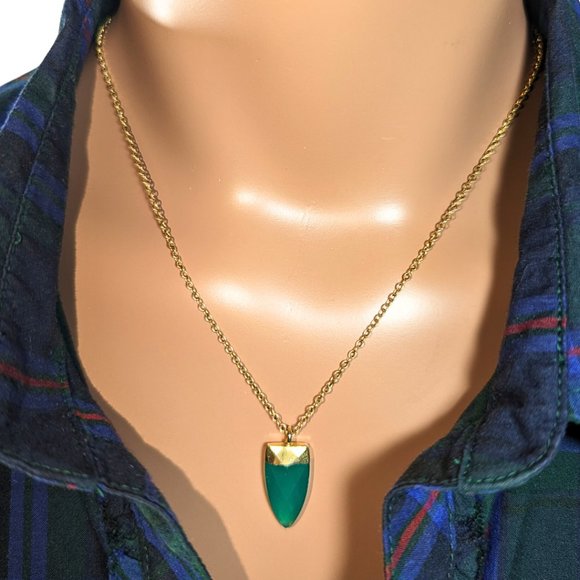 Wear Lex Handmade Gold Tone Green Crystal Amulet Pendant Artisan Necklace - Picture 3 of 8